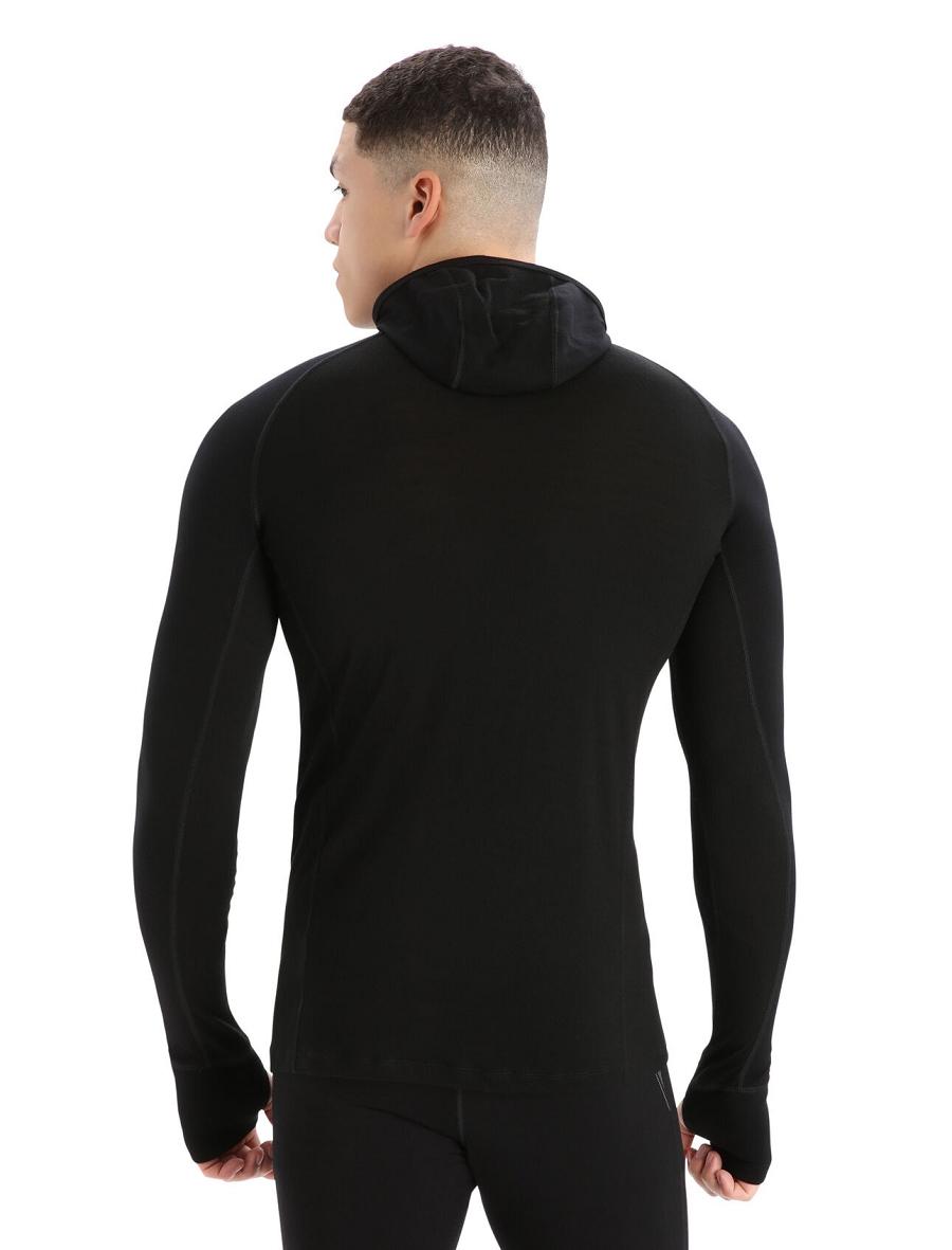 Men's Icebreaker ZoneKnit™ Merino Insulated Long Sleeve Hoodie Base Layers Black | CA 1617AHKP